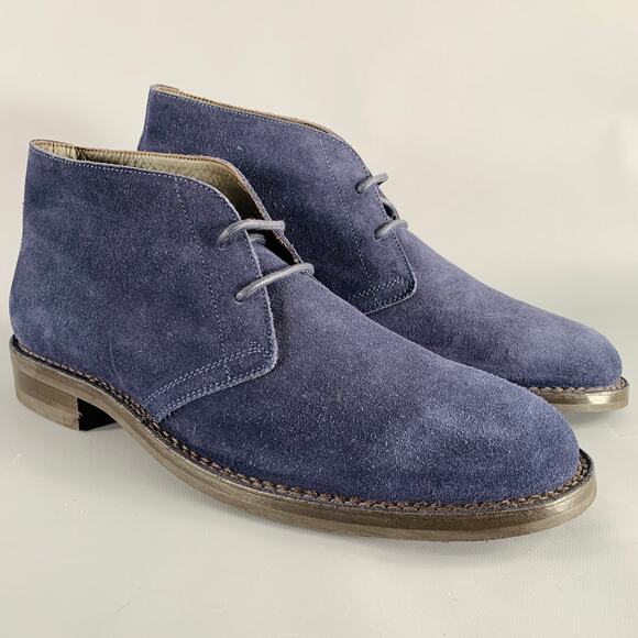 BELSTAFF Size 12 Navy Suede Leather Lace-Up Boots - Picture 1 of 8